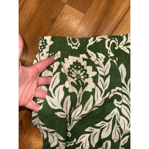 Christian Siriano New York‎ Green Floral Print Linen Blend Pants L summer vacay - Picture 2 of 5